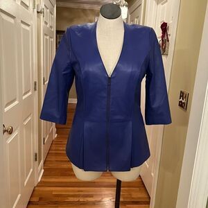 EUC Vintage Doncaster Collection Purple Soft Leather Zip Front Jacket Size 12